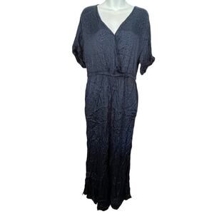 Maeve Anthropologie Navy Jumpsuit One Piece Whimsigoth Dolman Sleeve Wide Leg S